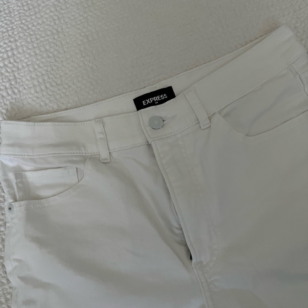 Express Cropped Skinny White Denim Jeans